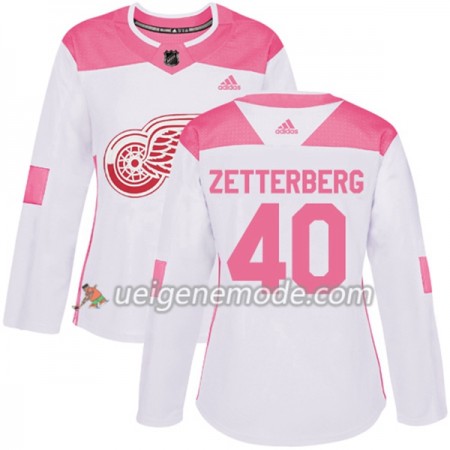 Dame Eishockey Detroit Red Wings Trikot Henrik Zetterberg 40 Adidas 2017-2018 Weiß Pink Fashion Authentic